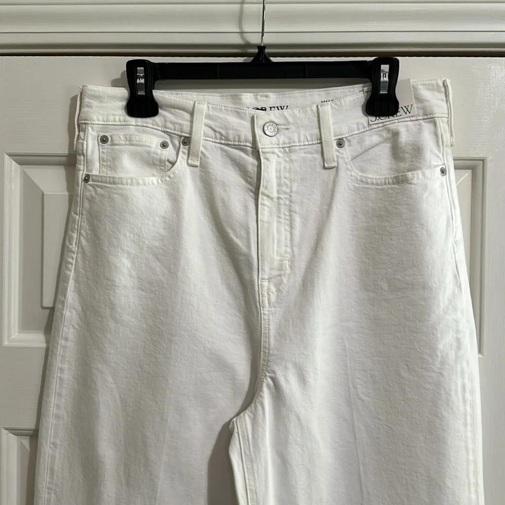 J.Crew High Rise Wide Leg Denim Trouser in White